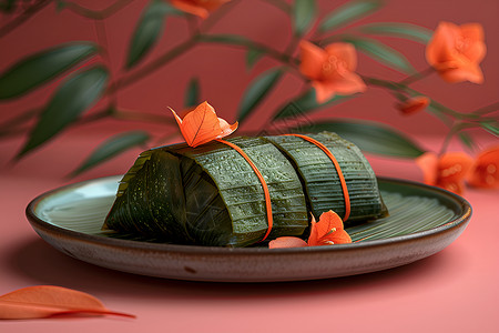 美味新鲜的节日粽子背景图片