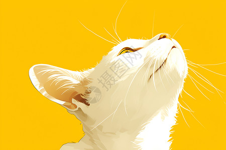 小白猫仰天空插画