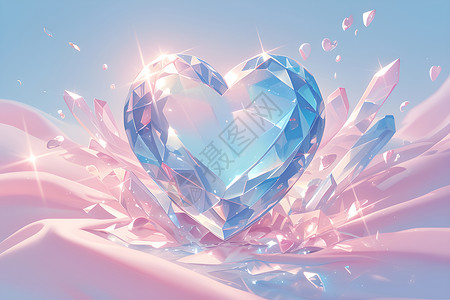 钻石爱情象征爱情的水晶插画
