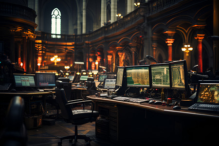 股票交易所里的电脑背景图片