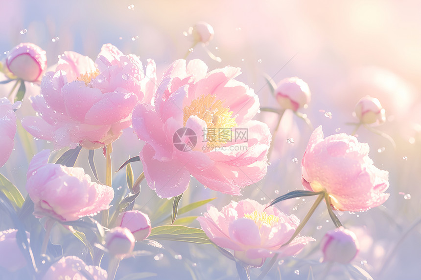 粉色鲜花盛开的美景图片