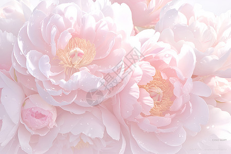 粉色花卉代金券粉色花海中的春日美景插画