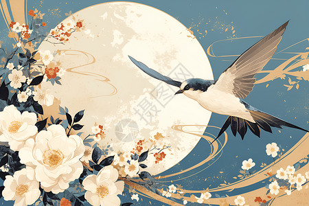 飞燕绘月背景图片