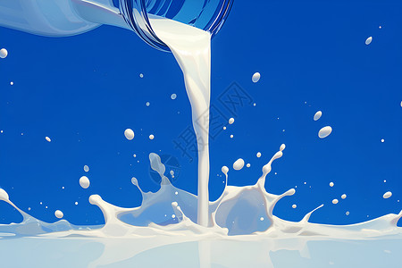 杯子中牛奶飞溅的牛奶插画