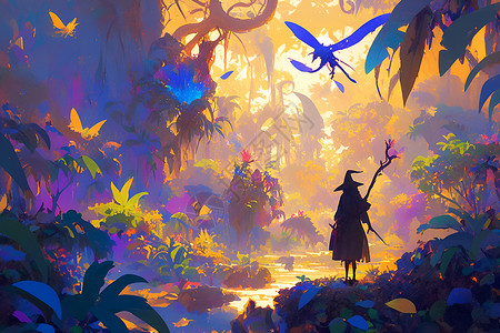 神奇森林中的探险背景图片
