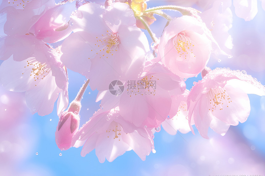 阳光里盛开的樱花图片