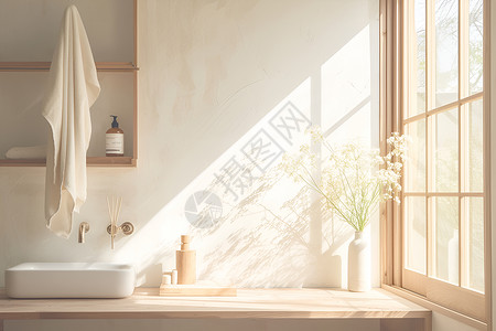 阳光下的洗手台背景图片