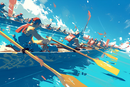 划龙舟游戏比赛划桨手高清图片
