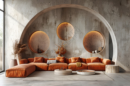 橘色的沙发背景图片