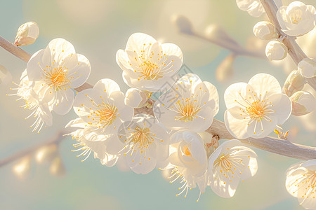 美丽的白色梅花背景图片
