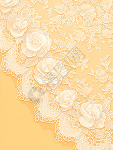 白色斑斓花纹细致优雅黄色蕾丝花纹布包插画