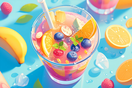 饮品系列夏日畅饮果汁插画