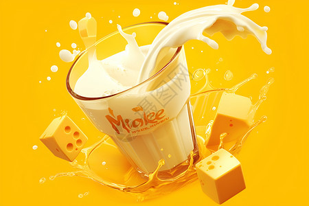 健康饮品新鲜的牛奶插画