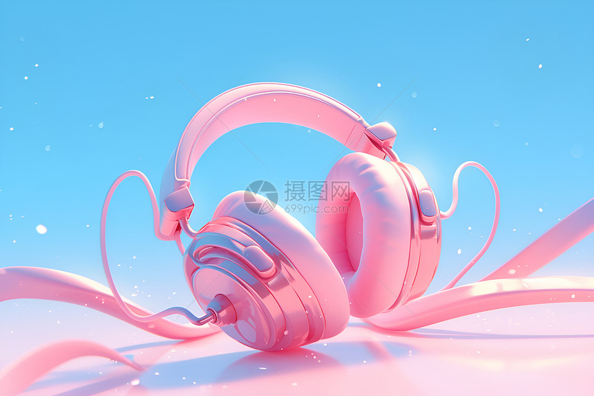 粉色头戴式耳机图片