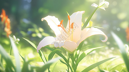 盛开的百合花背景图片