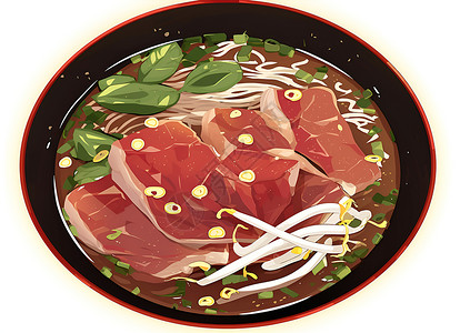 日式牛肉面一碗牛肉面插画