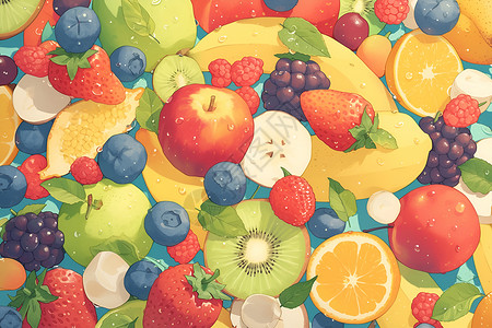 色彩斑斓的水果插画