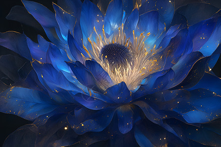 黑夜中的蓝色花朵背景图片
