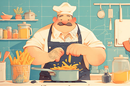 厨师制作胖乎乎的厨师插画