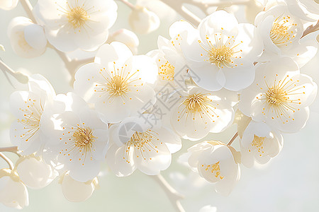 白色梅花盛开背景图片