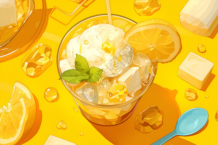 一碗柠檬冰激凌高清图片