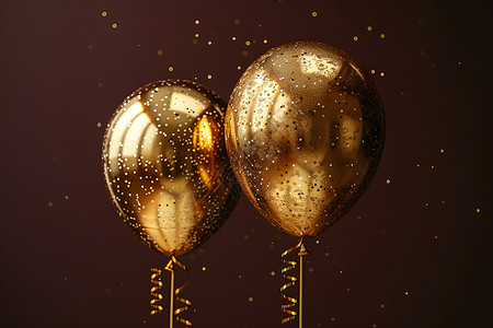 两个金色的充气气球背景图片