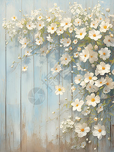 木板上的花卉背景图片