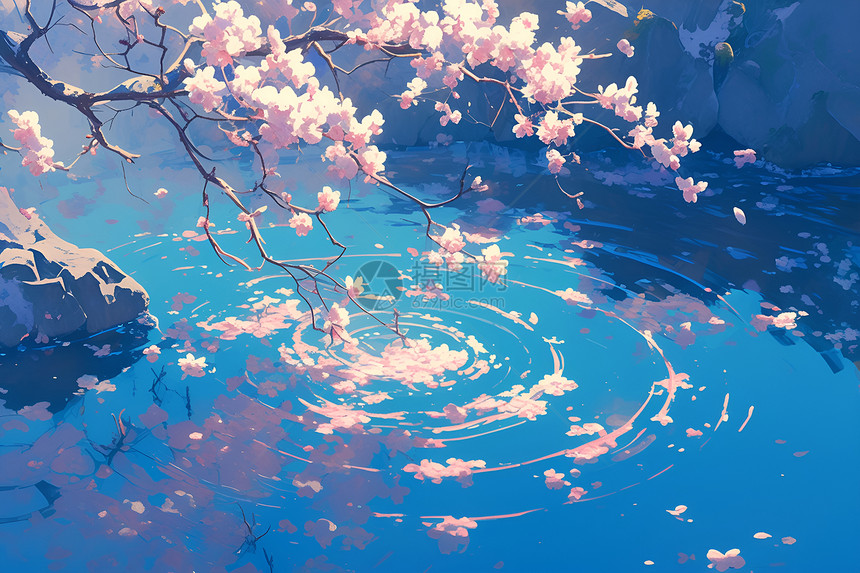 漂亮的桃花植被插图图片