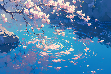 漂亮的桃花植被插图背景图片