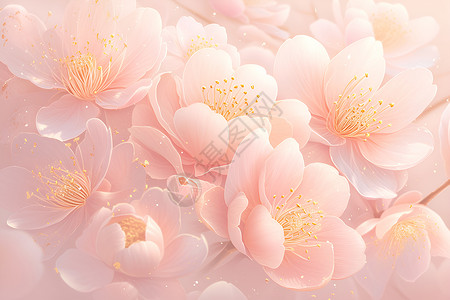 漂亮粉色花朵盛开的漂亮花卉插画