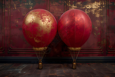 墙壁前的红色气球背景图片