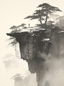 悬崖之上古寨悬崖之上的云雾插画