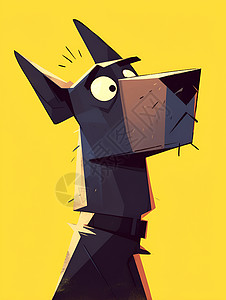 狗狗宠物简约的黑色狗狗插画