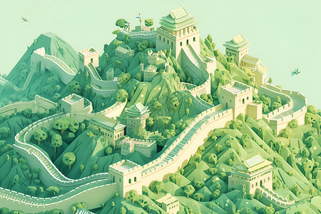 绿色的长城背景图片