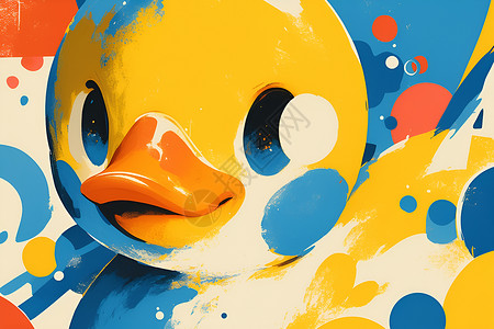 一个彩色的小黄鸭背景图片
