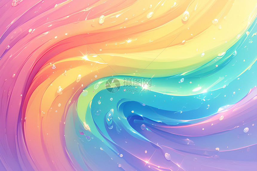 七彩绚丽的彩虹波浪图片