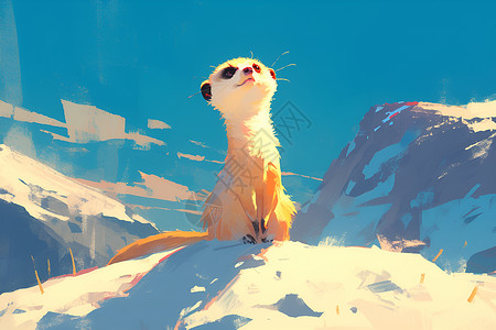 雪地上的狐獴背景图片