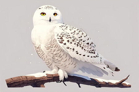 白色猫头鹰白雪中的猫头鹰插画