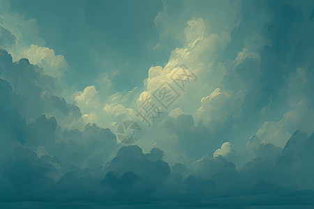 风暴天空中的云海插画