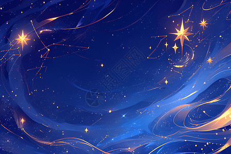 夜晚山谷星轨背景璀璨的星光插画