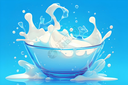 食物水一碗营养的牛奶插画