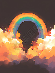 云海里的彩虹背景图片