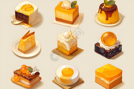 芒果盛宴蛋糕鲜美的蛋糕盛宴插画