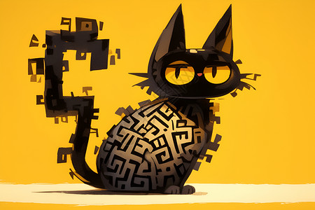 猫咪图案黑猫身上的图案插画