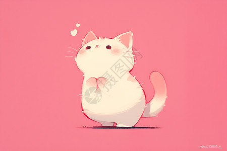粉色猫咪雨伞可爱的粉色猫咪插画