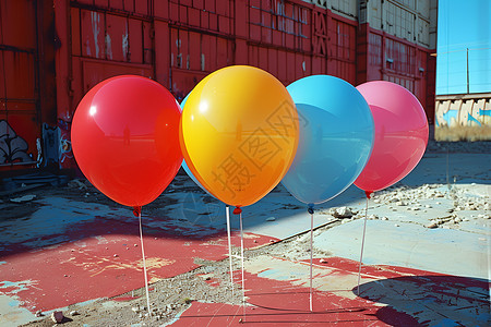 漂浮的彩色气球背景图片