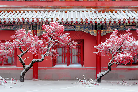 两颗树两颗梅花树背景