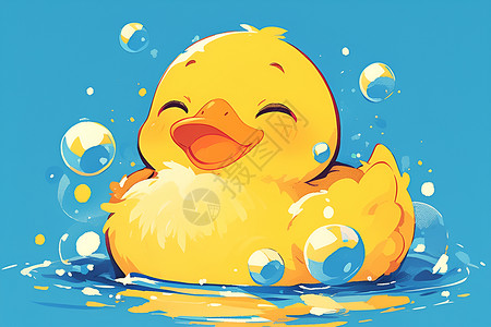 黄鸭子活泼可爱的小黄鸭插画