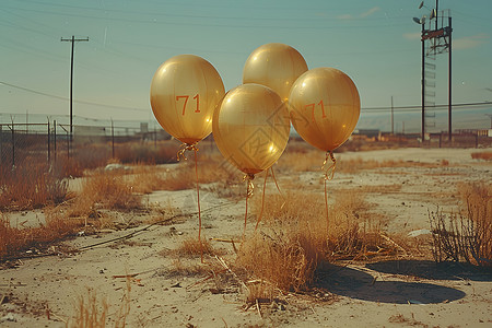 浩荡中的金色气球背景图片