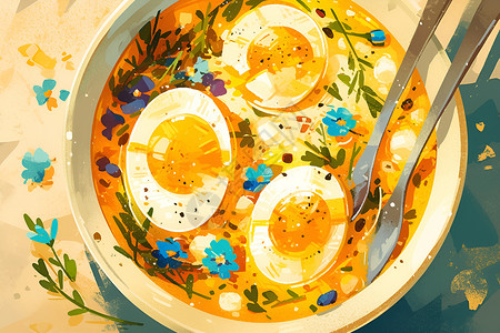 美味可口的蛋类佳肴插画